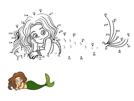 Numbers vector game for children (mermaids)のイラスト素材
