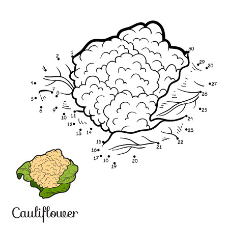 Numbers game for children: fruits and vegetables (cauliflower)のイラスト素材