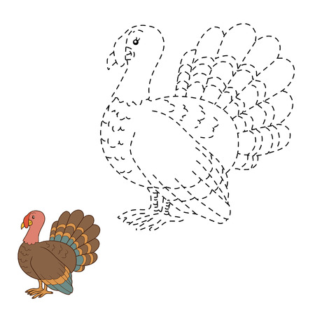 Connect the dots game for children: farm bird (turkey)のイラスト素材