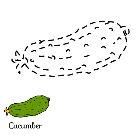 Connect the dots game for children: fruits and vegetables (cucumber)のイラスト素材