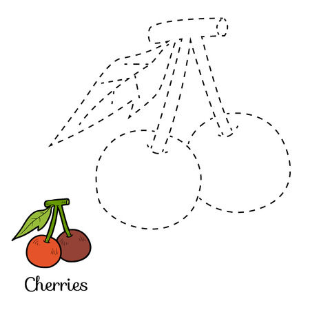 Connect the dots game for children: fruits and vegetables (cherries)のイラスト素材