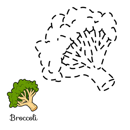 Connect the dots game for children: fruits and vegetables (broccoli)のイラスト素材