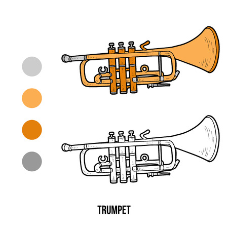 Coloring book for children: musical instruments trumpetのイラスト素材