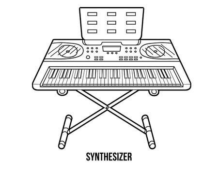 Coloring book for children: musical instruments synthesizerのイラスト素材