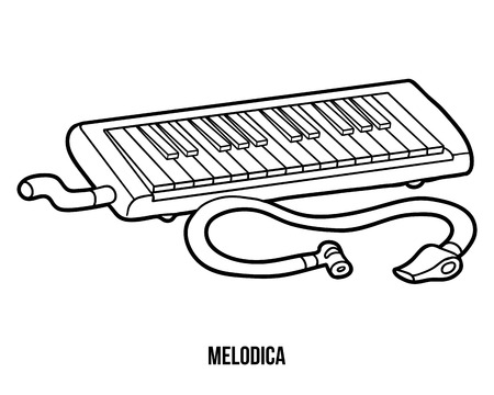 Coloring book for children: musical instruments melodicaのイラスト素材
