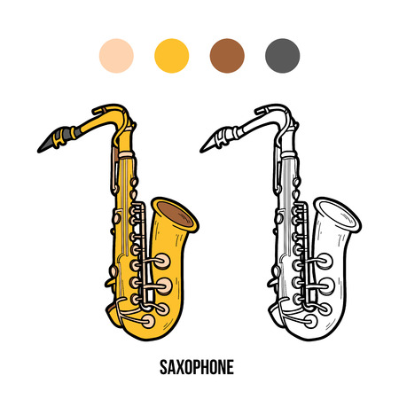 Coloring book for children: musical instruments saxophoneのイラスト素材