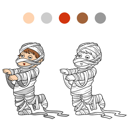 Coloring book for children: Halloween characters (mummy costume)のイラスト素材