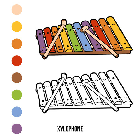 Coloring book for children: musical instruments (xylophone)のイラスト素材