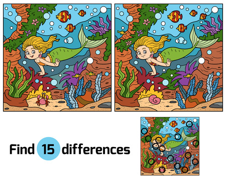 Game for children: find differences (little mermaid and sea world)のイラスト素材