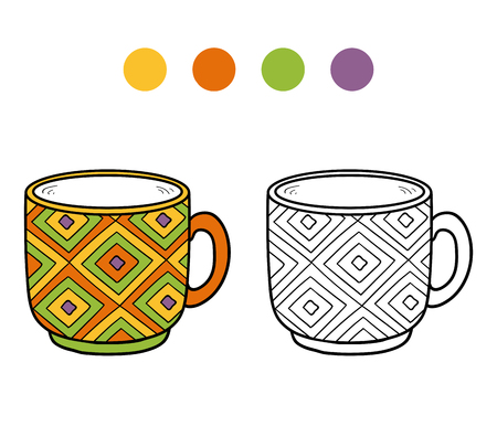 Coloring book, coloring page for children (cup)のイラスト素材