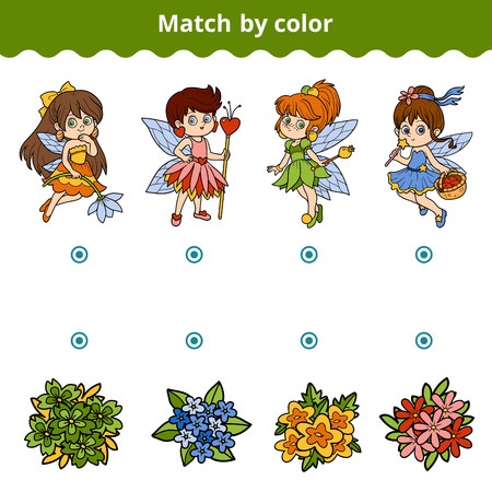Matching game for children. Match by color (fairy)のイラスト素材