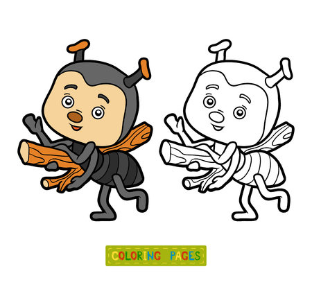 Coloring book for children, coloring page with little antのイラスト素材