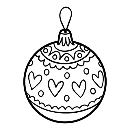 Coloring book for children, Christmas tree toy, ballのイラスト素材