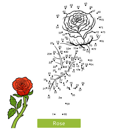 Numbers game, education dot to dot game for children, flower Roseのイラスト素材