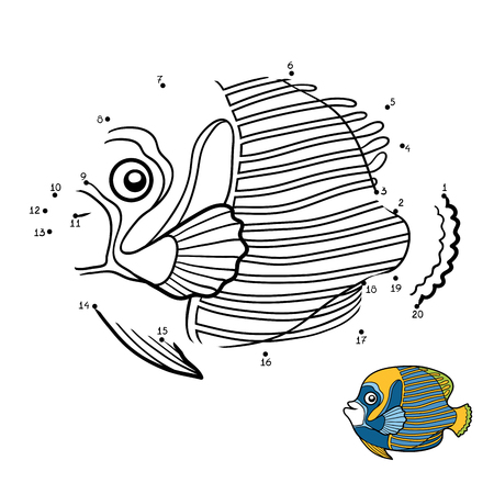 Numbers game, education dot to dot game for children, Emperor angelfishのイラスト素材