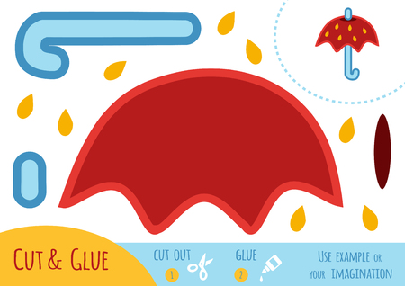 Education paper game for children, Umbrella. Use scissors and glue to create the image.のイラスト素材