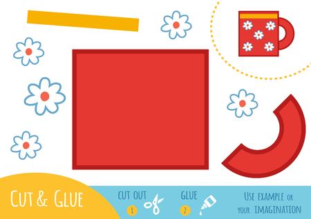 Education paper game for children, Cup. Use scissors and glue to create the image.のイラスト素材
