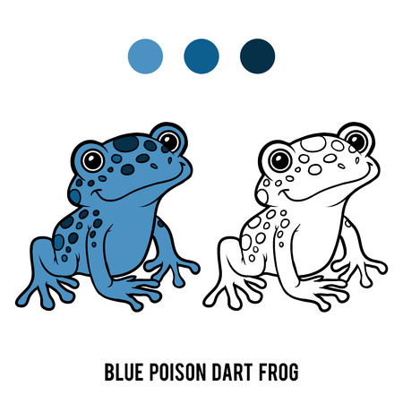 Coloring book for children, Blue poison dart frogのイラスト素材