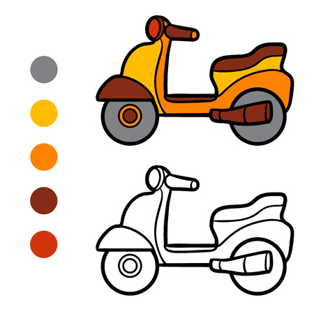 Coloring book for children, Scooterのイラスト素材