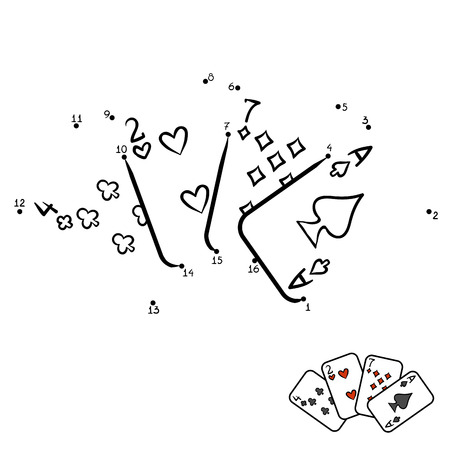 Numbers game, education dot to dot game for children, Playing cardsのイラスト素材