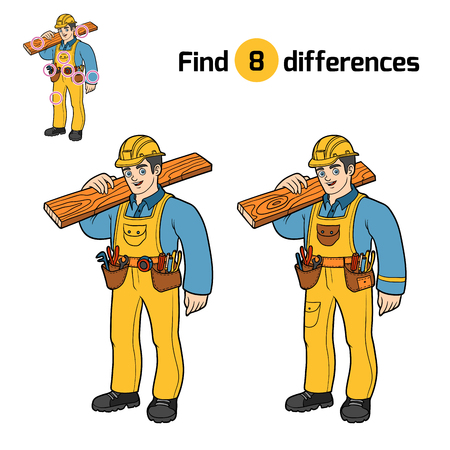 Find differences, education game for children, Builderのイラスト素材