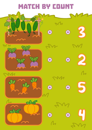 Counting Game for Preschool Children. Educational a mathematical game. Count vegetables in the picture and choose the right answerのイラスト素材