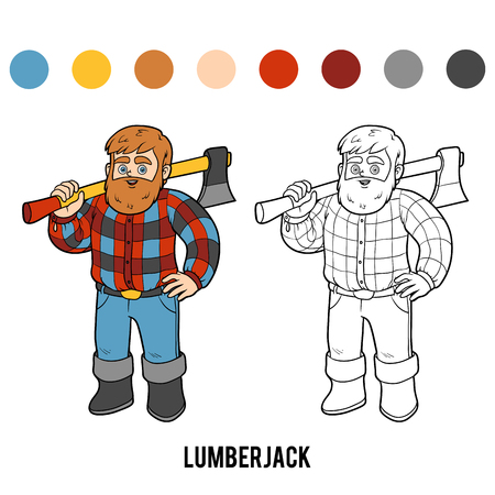 Coloring book for children, Lumberjackのイラスト素材