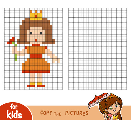 Copy the picture by squares, education game for childrenのイラスト素材