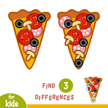 Find differences, education game for children, Pizza.のイラスト素材