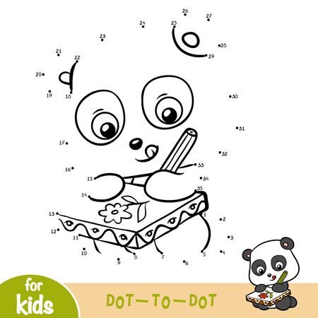 Numbers game, education dot to dot game for children, Pandaのイラスト素材