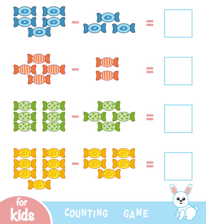 Counting Game for Preschool Children. Educational a mathematical game. Count the number of sweets and write the result.のイラスト素材