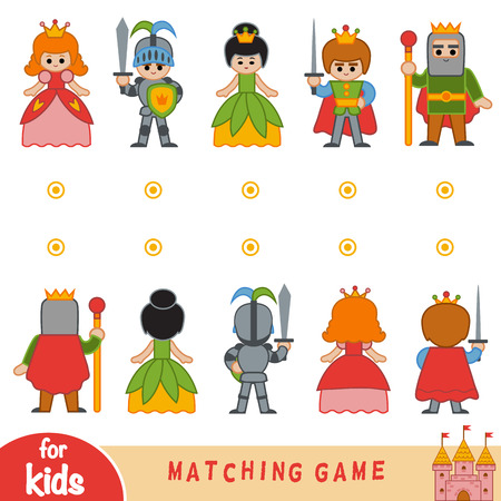 Matching game for children. Find the front and back of the fairy-tale charactersのイラスト素材