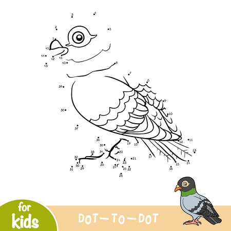 Numbers game, education dot to dot game for children, pigeon.のイラスト素材