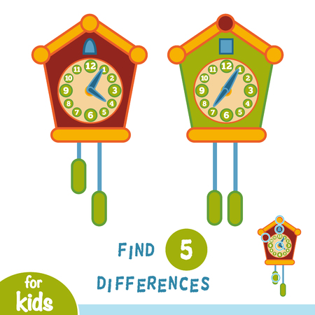 Find differences, education game for children, Cuckoo-clockのイラスト素材