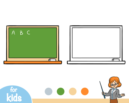 Coloring book for children, Green chalkboard isolated on  plain background.のイラスト素材