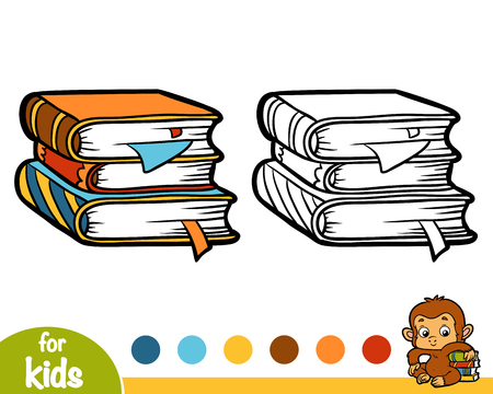Coloring book for children, Stack of books isolated on  plain background.のイラスト素材