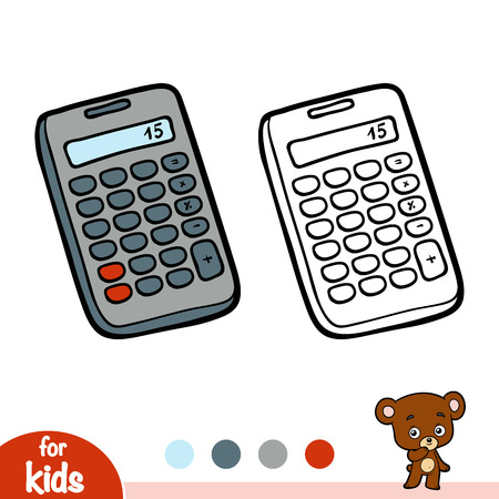 Coloring book for children, Calculator isolated on  plain background.のイラスト素材