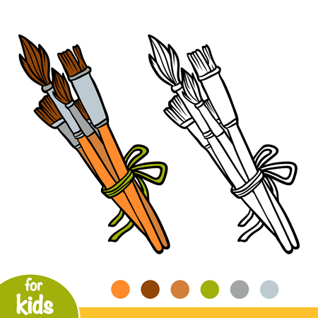 Coloring book for children, set of Paint brushes isolated on  plain background.のイラスト素材