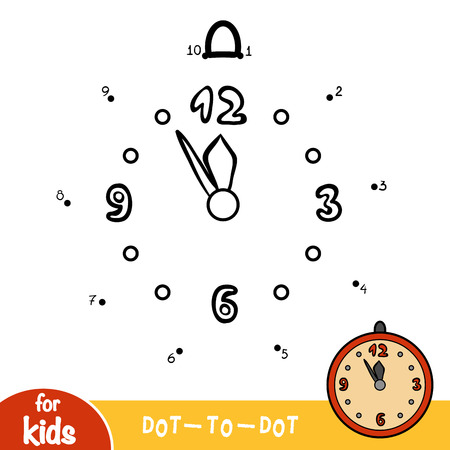Numbers game, education dot to dot game for children, Clockのイラスト素材