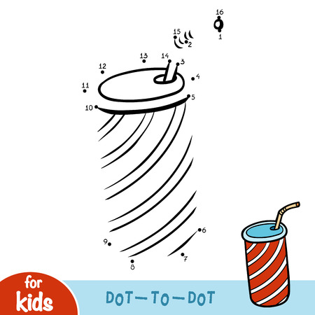 Numbers game, education dot to dot game for children, Beverage in can with strawのイラスト素材