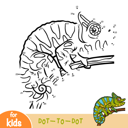Numbers game, education dot to dot game for children, Chameleonのイラスト素材