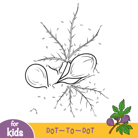 Numbers game, education dot to dot game for children, Fig tree branchのイラスト素材