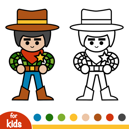 Coloring book for children, Sheriffのイラスト素材