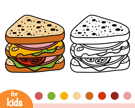 Coloring book for children, Sandwichのイラスト素材