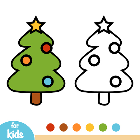 Coloring book for children, Christmas treeのイラスト素材