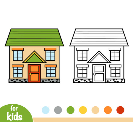 Coloring book for children, Houseのイラスト素材