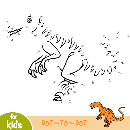 Numbers game, education dot to dot game for children, Deinonychusのイラスト素材