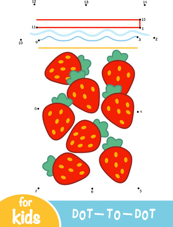 Numbers game, education dot to dot game for children, Strawberry in jarのイラスト素材