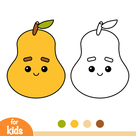 Coloring book for children, Pear with a cute faceのイラスト素材