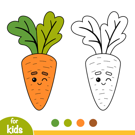 Coloring book for children, Carrot with a cute faceのイラスト素材